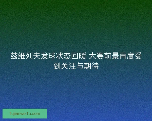 兹维列夫发球状态回暖 大赛前景再度受到关注与期待